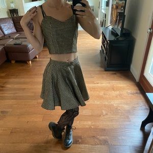 Black and Gold Two Piece Set (Crop Top and Skirt)